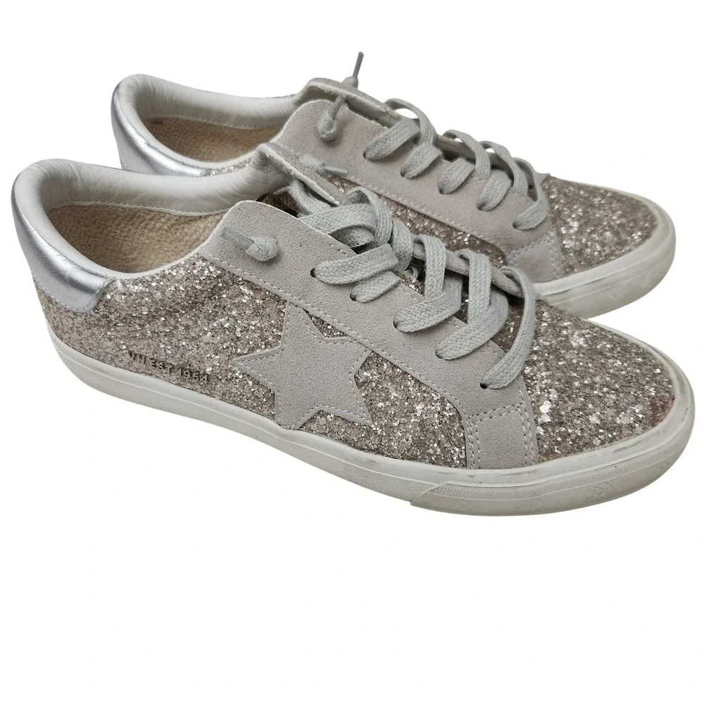 Vintage Havana Grande-8 Chunky Silver Multi Glitter Star Sneakers Womens 8